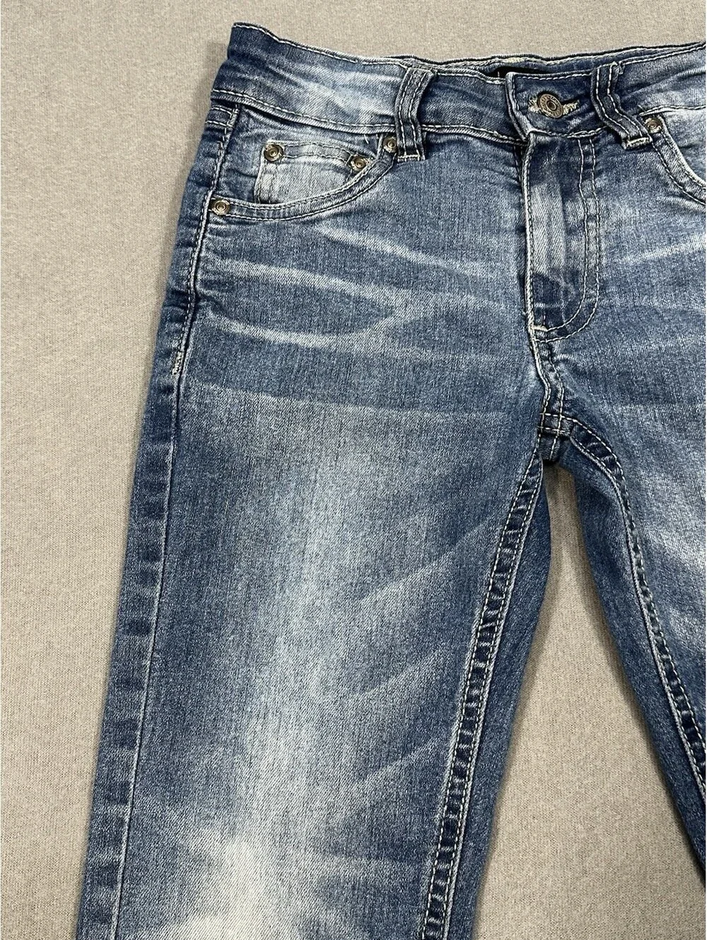 Lee Girls Skinny Fit 22x18 Straight Leg Jeans Size 6 Blue Stretch Denim
